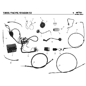 Pièces électriques Rieju Toreo orange 2008 2 temps