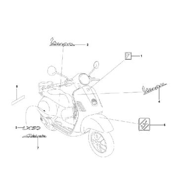 Emblèmes Vespa Lx 45 km 4 temps 4 soupapes