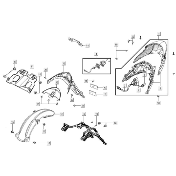 Feu arrière Kymco Agility 16+ 4T 150I E4