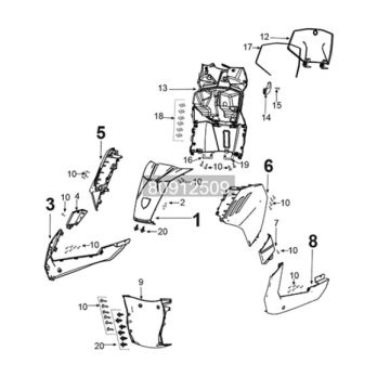 Fairing front Peugeot Tweet 125i E5 FL 2023-2025 ANTARTICA WHITE (K7)