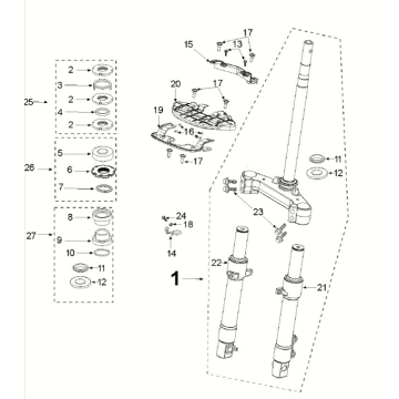 Fourche avant - Casque Peugeot Django 4 temps Euro 5