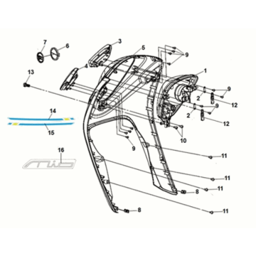 Coque avant Sym E-MIO Nardo Gray (GY-430C/BK-001C)