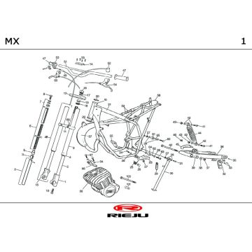 Cadre de direction Rieju MX orange 2000 2 temps