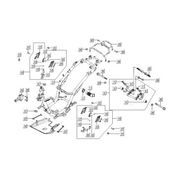 Cadre - Support moteur - Bras Oscillant Kymco People S 50 4T AC rouge cerise