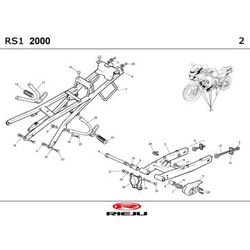Frame 2 Rieju Rs1 jaune-bleu 2001 2 temps
