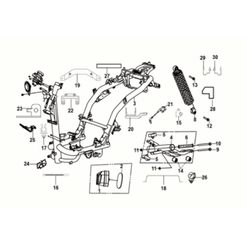Cadre - Support moteur - Bras Oscillant Sym Orbit III 50 4T AC Euro 5