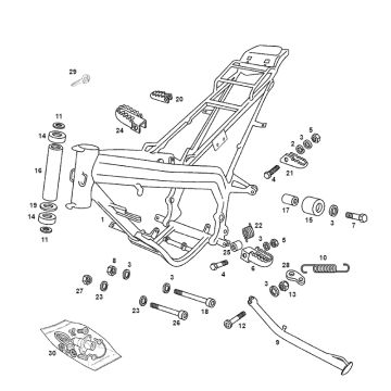 Cadre Derbi Senda R 50 2T LC (Moteur EBE050)