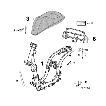 Cadre et selle Peugeot Ludix 14 noir