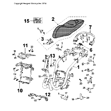 Cadre et selle pour Peugeot Citystar 50 Blanc VGAJ2ABAA80080175