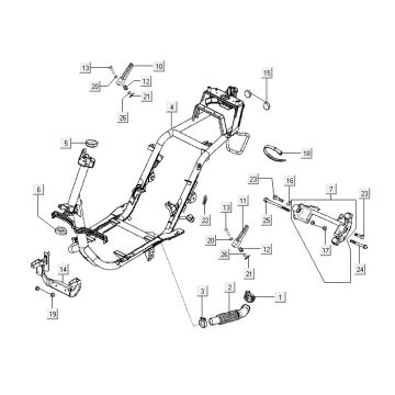 Pièces de cadre Kymco Super9 2t lc om noir mat-argent