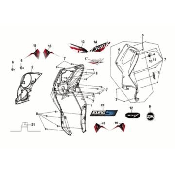 Front cover - front inner box Sym Crox 50 E5 BLACK/GREY (BK-5560S/GY-7450U)