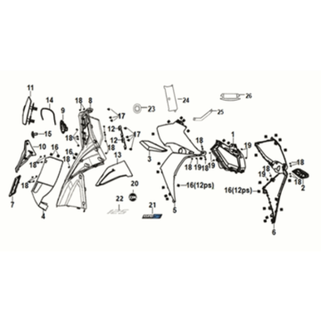 Front cover - inner box Sym Jet 14 125I AC E5 2021-2024 DUTCH WHITE (WH-006)