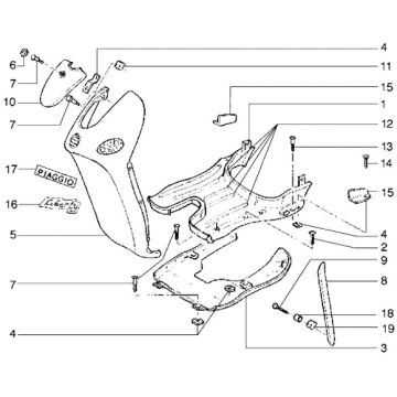 Marchepied Piaggio Liberty 2 temps jusqu'en 2005