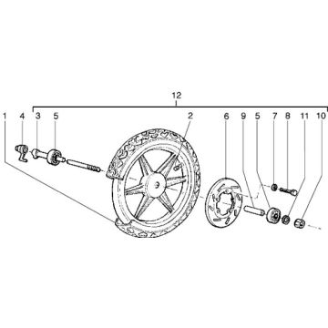 Roue avant Piaggio Liberty 2 temps jusqu'à 2005