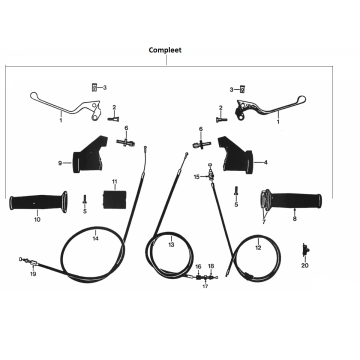 Câble d’accélérateur - Câble de frein - Câble d’embrayage - Leviers de frein - Poignées Zündapp KS 50 350-510 AC