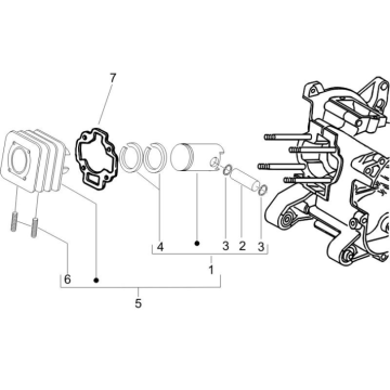 Cylindre - Piston Piaggio Zip 50 SP 2T LC 2006-2013