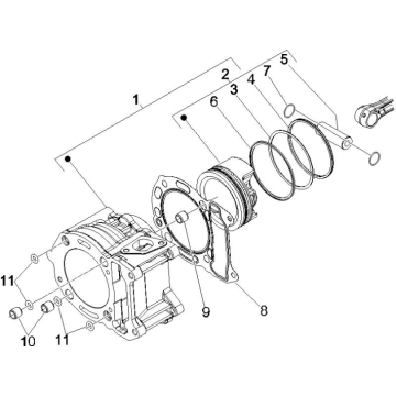Groupe cylindre-piston-piston Vespa GTS 250 ie 2005-2016 (sans ABS)