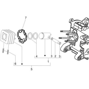 Cylindre - Piston Vespa LXV 50 2T AC