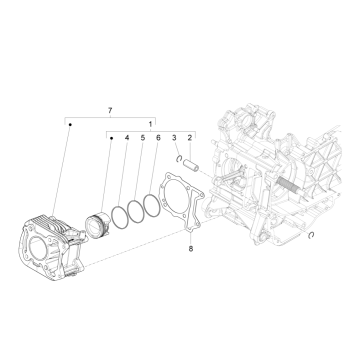 Cylindre - Piston - Axe de piston Vespa Sprint 4 temps 3 soupapes (injection euro5 IGET)