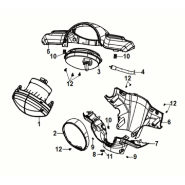 Couvre-poignée de phare Sym Fiddle IV 50 E5 gris sidéral (BK-2593U)