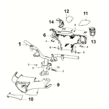 Guidon Peugeot Django 125 2021-2022 NOIR ENCRE (R1)