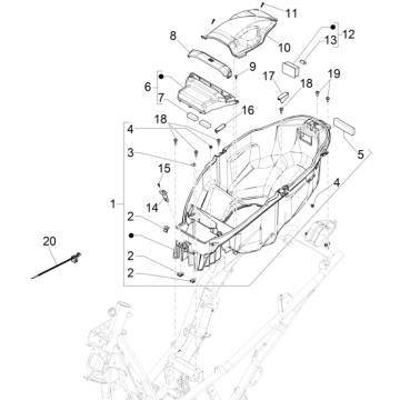 Coffre à casque Piaggio Beverly 300 HPE 4V ABS Euro 5 2021-2022