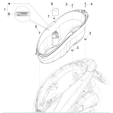Coffre à casque Piaggio Medley 150 ie ABS Euro 4 2016-2020