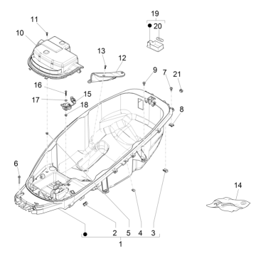 Coffre à casque Piaggio MP3 350 Maxi Sport ABS Euro 4 2018-2020