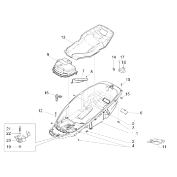Poubelle à casque Piaggio MP3 500 LT Sport 2014-2016