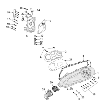 Couvercle du boîtier Peugeot Django 125 EFI E4 2018-2020