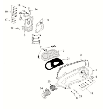 Capot du boîtier Peugeot Django 125 EFI E5 2021-2022