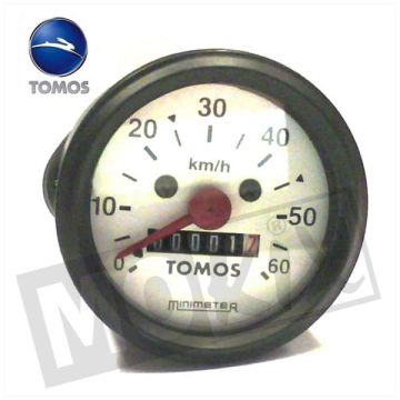 HORLOGE COMPTEUR DE VITESSE TOMOS A35 ROND 60mm 60km/h BLANC ORG