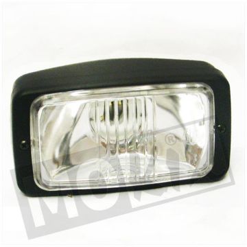 Phare universel rectangulaire 140mm BA20D Guia noir/transparent