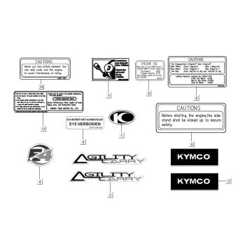 Emblèmes – Autocollants – Logo Kymco Carry 50i 4T AC Euro 4 noir brillant