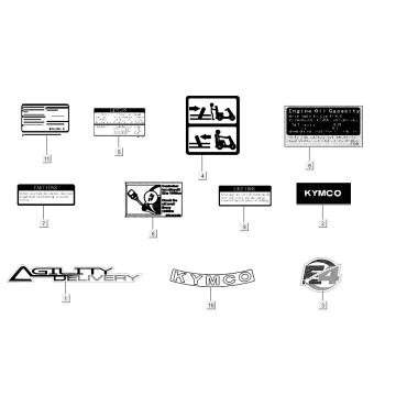 Emblèmes – Autocollants – Logo Kymco Agility Delivery 50i 4T AC Euro 4 noir