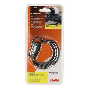 Casque antivol câble 3mm x150cm en spirale Lampa