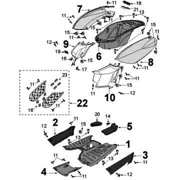 Caches arrières Peugeot Kisbee rouge cerise (euro4 à partir de 2018)
