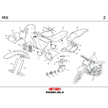 Capots Rieju MX orange 2000 2 temps