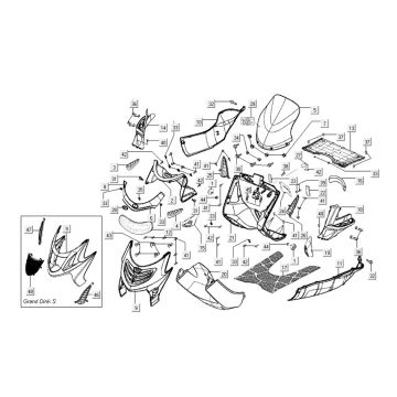 Carénage avant et centre Kymco Grand Dink 50 2T AC titane