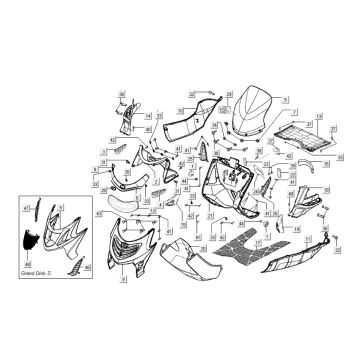 Carénage avant et centre Kymco Grand Dink 50 2T AC argent