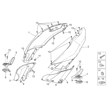 Carénages latéraux Aprilia SR 50 2T LC (injection et carburateur) 2004-2009 vert