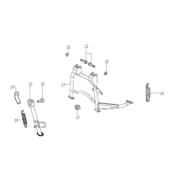 Béquille centrale - Béquille latérale - Pédale de kick Kymco Super8 Street 50i 4T AC Euro 4 gris mat