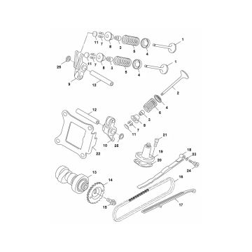Arbre à cames - Soupapes - Culbuteurs - Chaîne de distribution Yamaha Aerox 50i 4T LC 2014