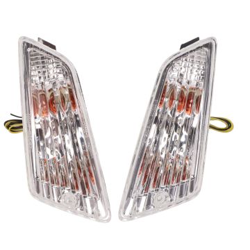 Paire de clignotants avant -Optique standard Power 1 LED <-2014 feux de jour (marquage CE) - Vespa GT/GTL/GTV/GTS 125-300 - blanc - verre transparent
