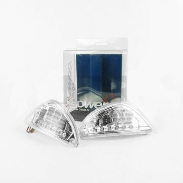 Paire de clignotants arrière Power 1 LED (marquage CE)- Vespa LX/LXV/S - blanc  verre transparent