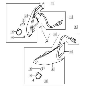 Feu clignotant avant Kymco Super9 2t lc om.