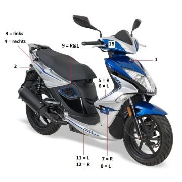 Emblèmes – Autocollants – Logo Kymco Super8 Street 50i 4T AC Euro 4 noir mat