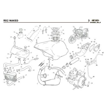 Refroidissement- Réservoir de carburant-Echappement Rieju Rs2 Naked blue 2005 2 temps