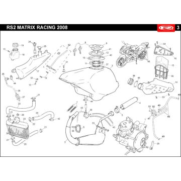 Refroidissement- Réservoir de carburant-Echappement Rieju Rs2 pro orange 2009 2 temps