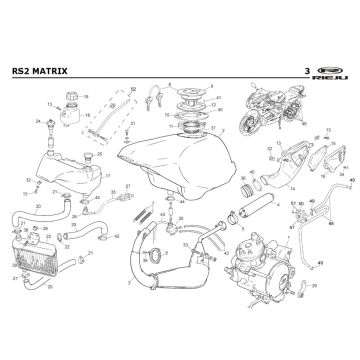 Refroidissement- Réservoir de carburant-Echappement Rieju Rs2 rouge 2005 2 temps